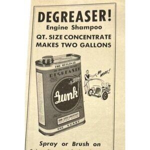 Gunk Degreaser Print Ad 1955 Vintage Engine Shampoo Curran Corp Auto Cleaner 50s
